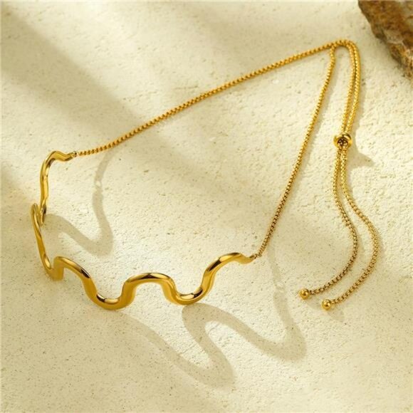 18K Gold-Plated Wave Necklace - Picture 2 of 4